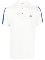 Moncler Stripe Sleeve Tape Polo in White