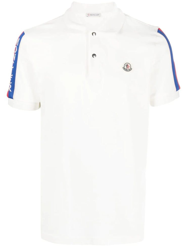 Moncler Stripe Sleeve Tape Polo in White