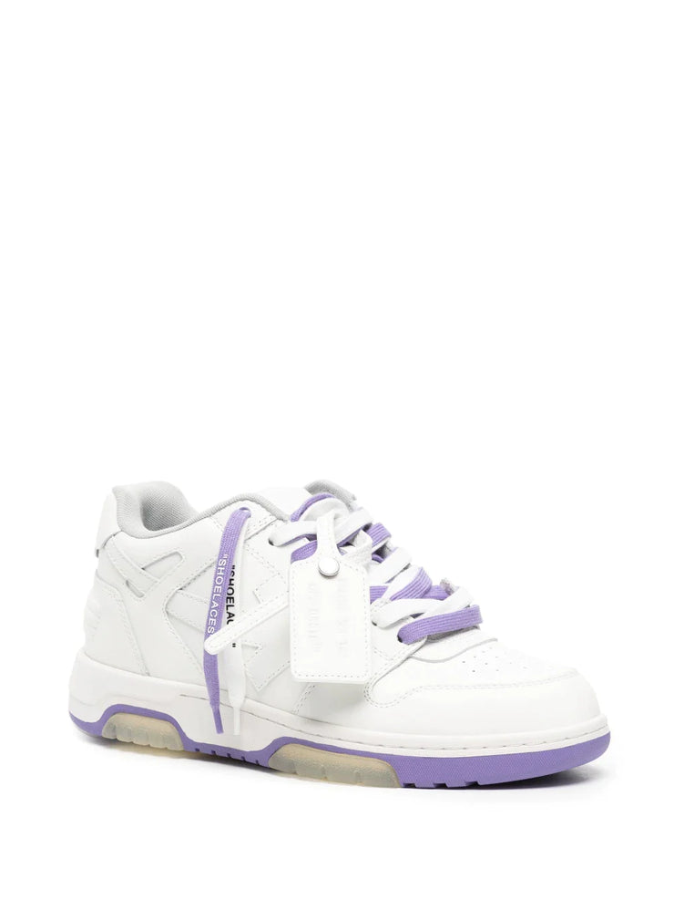 Off-White Out of Office Sartorial Stitched Leather Trainers White & Lilac Purple