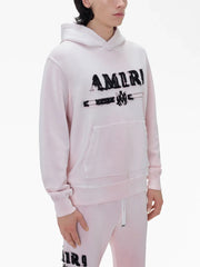 Amiri Logo Patch Cotton Hoodie in Pink