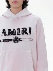 Amiri Logo Patch Cotton Hoodie in Pink