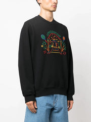 Casablanca Rainbow Crayon Temple Embroidered Sweatshirt in Black