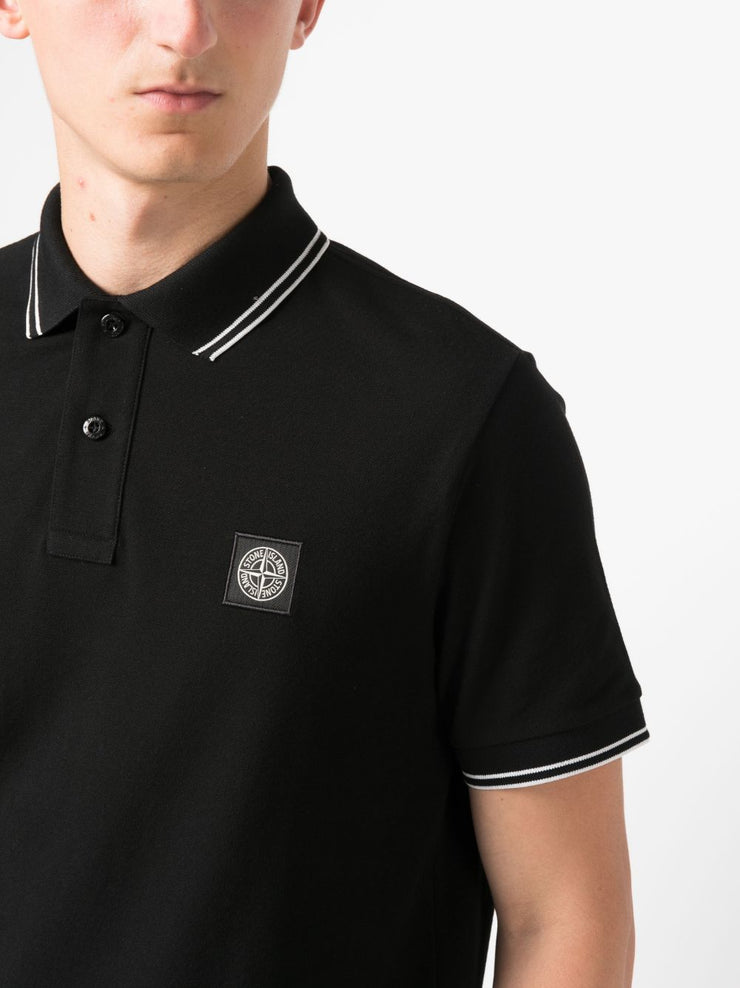 Stone Island Compass Patch Logo Polo in Black