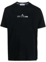 Stone Island Distressed Logo-print T-Shirt in Black