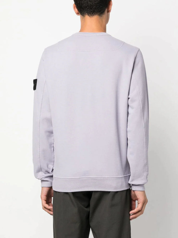 Stone Island Compass Motif Jersey Fleece Sweatshirt in Lilac Purple