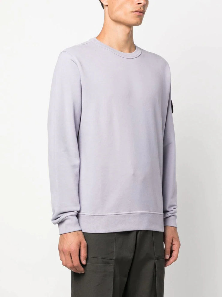 Stone Island Compass Motif Jersey Fleece Sweatshirt in Lilac Purple