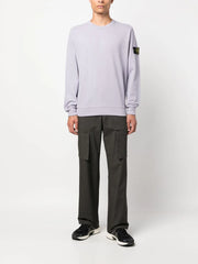 Stone Island Compass Motif Jersey Fleece Sweatshirt in Lilac Purple