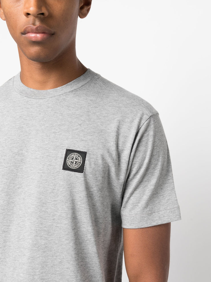 Stone Island Compass Appliqué Cotton T-Shirt in Grey