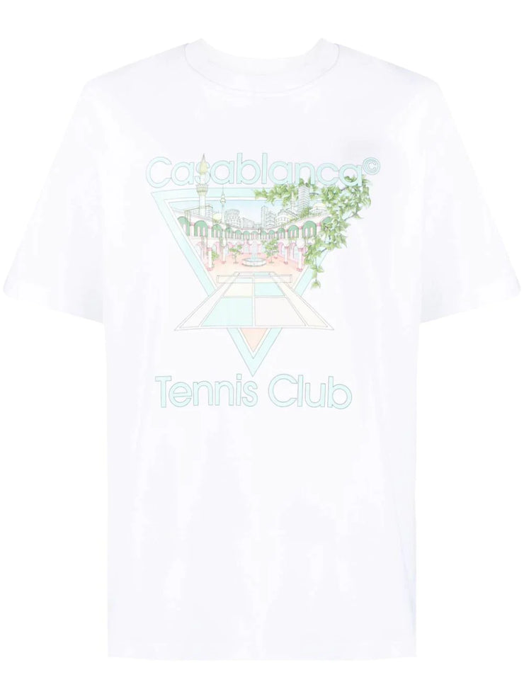 Casablanca Tennis Club Pastelle Print T-Shirt in White