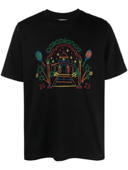 Casablanca Rainbow Crayon Temple Printed T-Shirt in Black