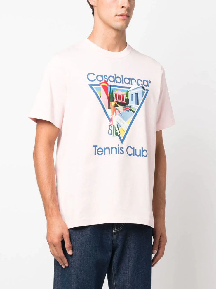 Casablanca Graphic-print Tennis Club Cotton T-shirt Pink