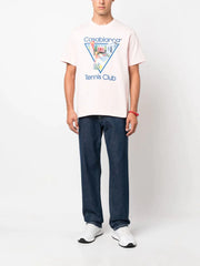 Casablanca Graphic-print Tennis Club Cotton T-shirt Pink