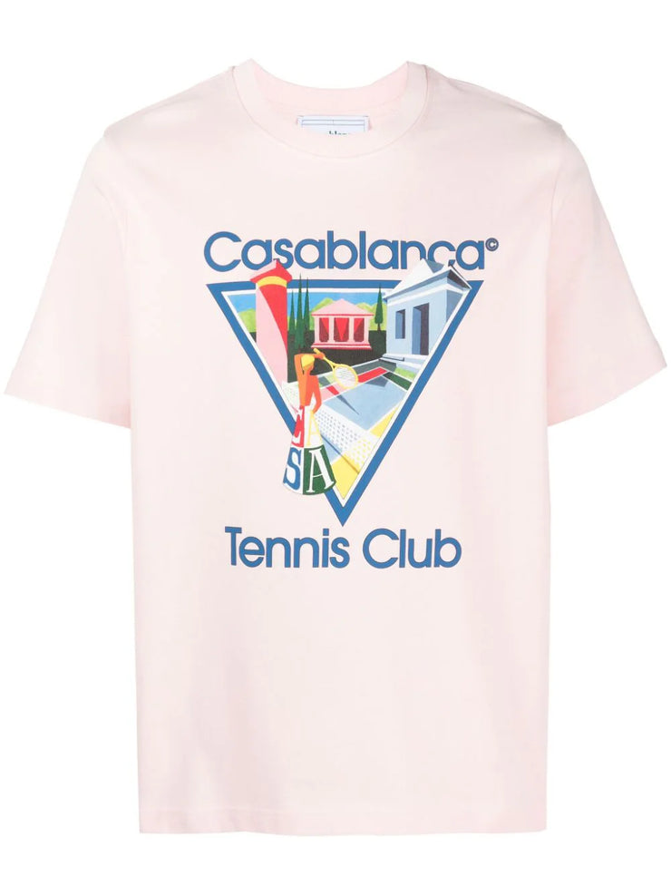 Casablanca Graphic-print Tennis Club Cotton T-shirt Pink