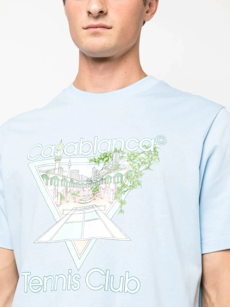 Casablanca Tennis Club Pastelle Print in Ice Blue