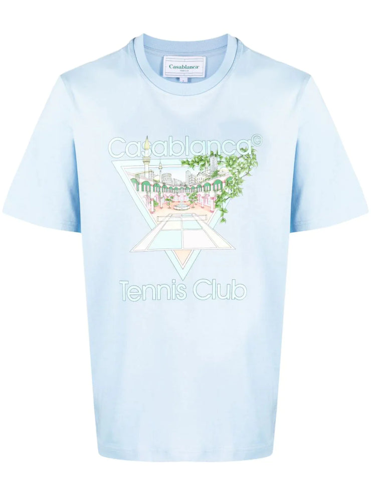 Casablanca Tennis Club Pastelle Print in Ice Blue