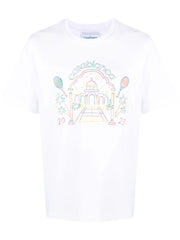 Casablanca Rainbow Crayon Temple Printed T-Shirt in White