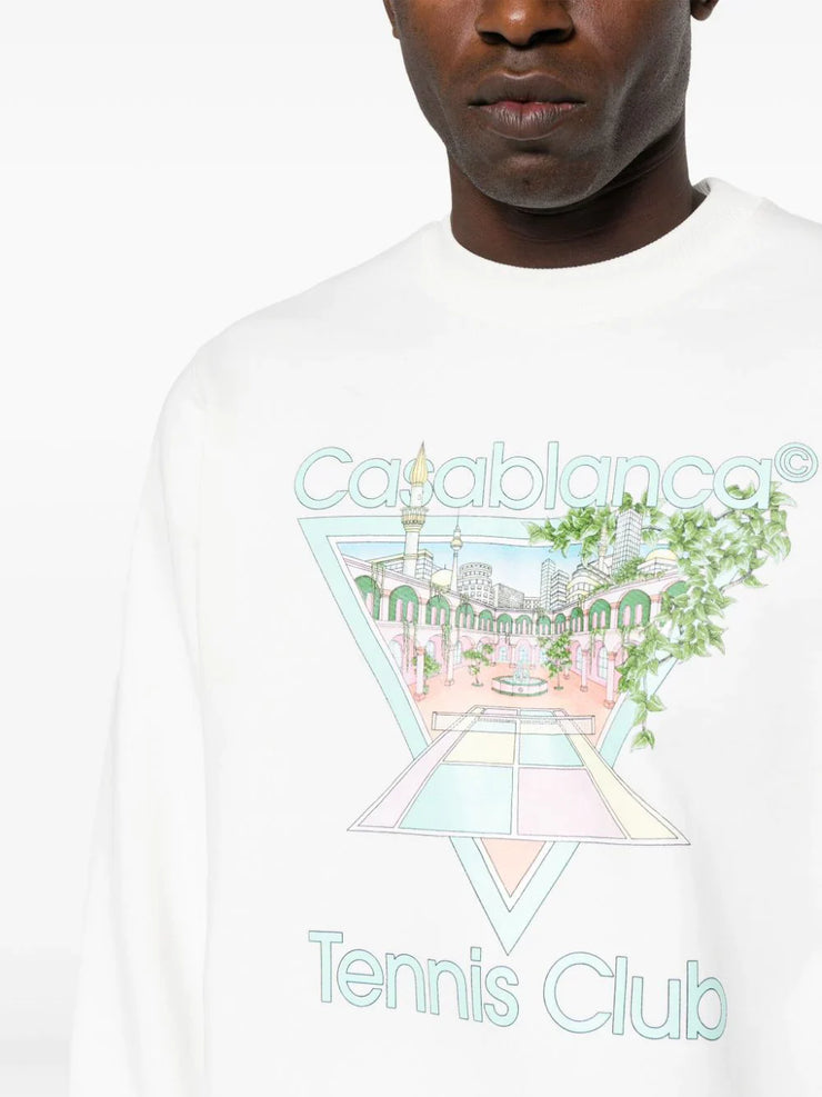 Casablanca Tennis Club Printed Pastel Sweatshirt in White