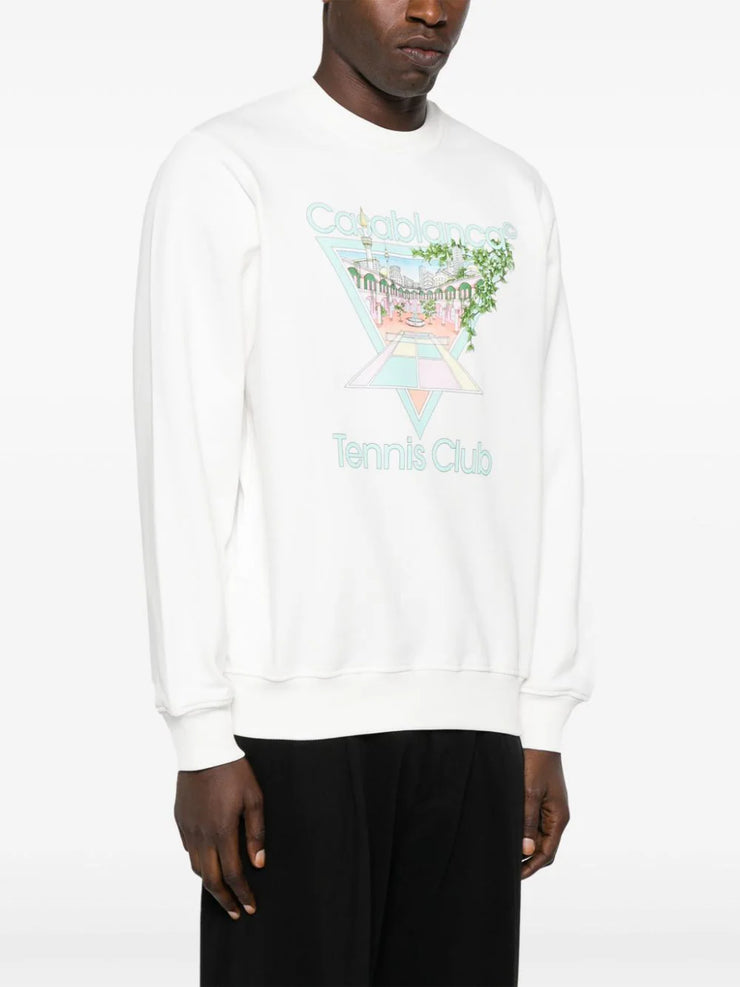 Casablanca Tennis Club Printed Pastel Sweatshirt in White