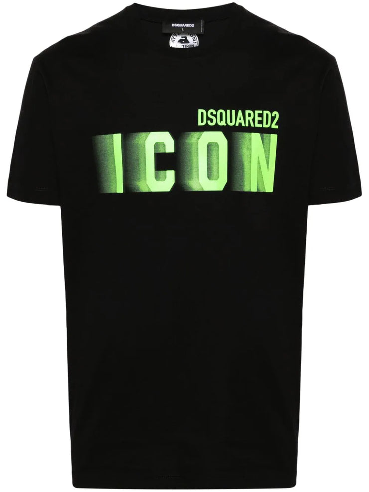 Dsquared2 Icon Blur Cool Green logo Cotton T-Shirt in Black