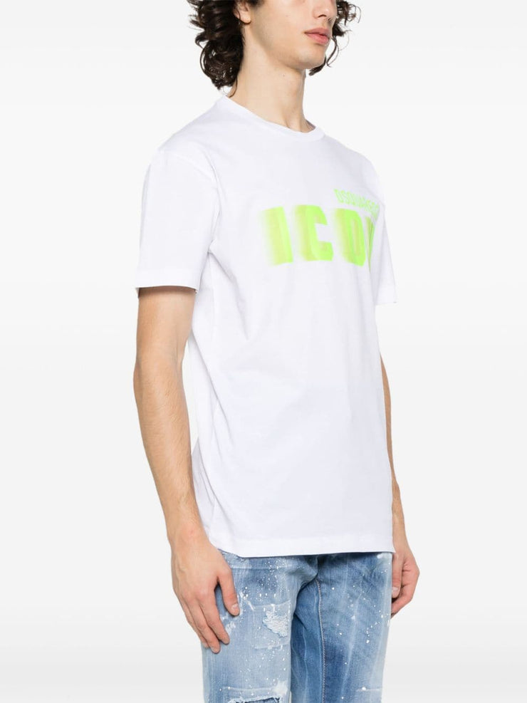 Dsquared2 Icon Blur Cool Green logo Cotton T-Shirt in White