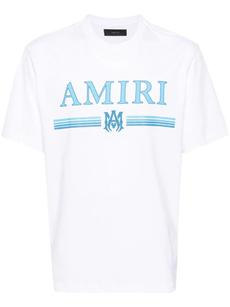 Amiri MA Bar Blue Logo Printed T-Shirt in White