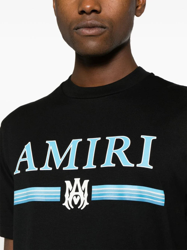 Amiri MA Bar Blue Logo Printed T-Shirt in Black