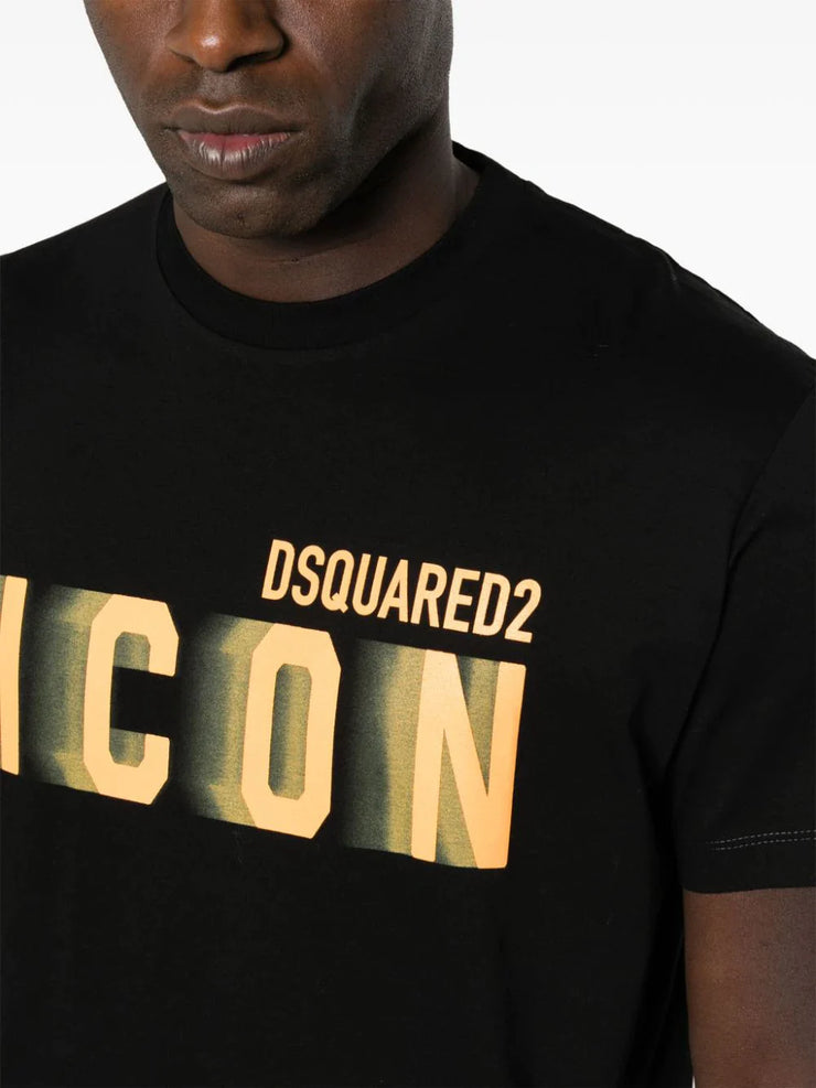 Dsquared2 Icon Blur Cool Orange logo Cotton T-Shirt in Black