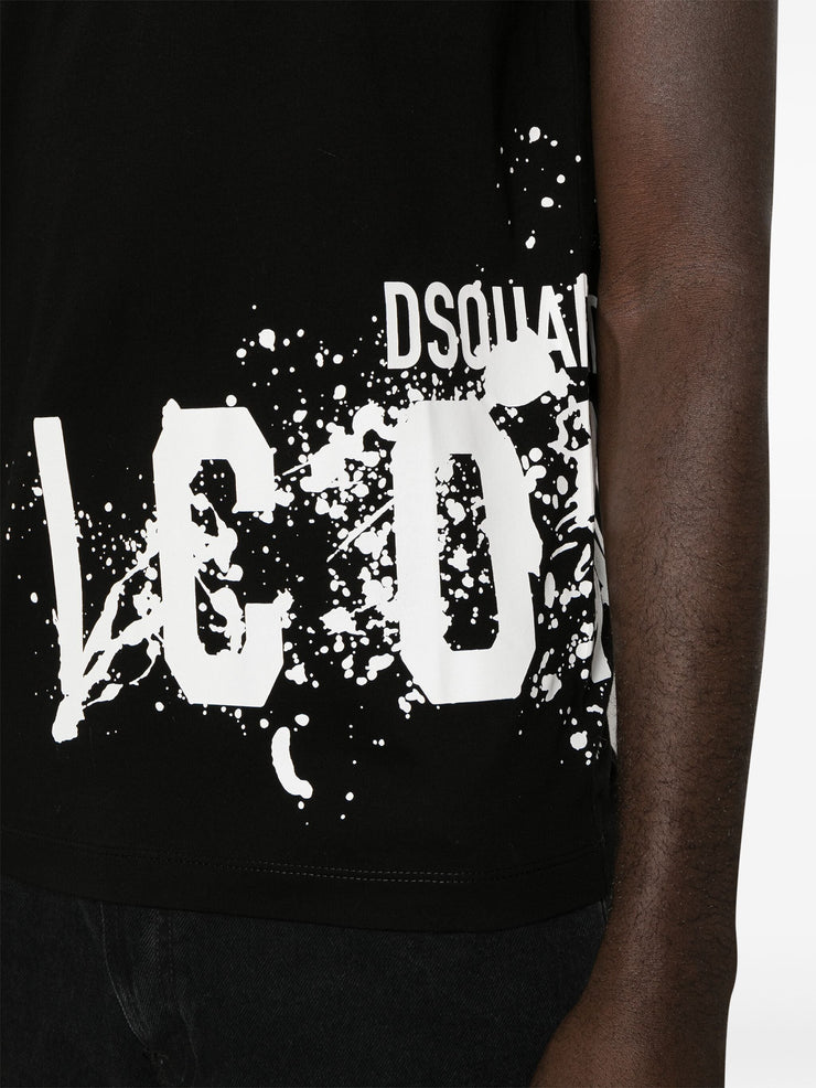 Dsquared2 Icon Splash Logo Printed Cool Fit T-Shirt in Black