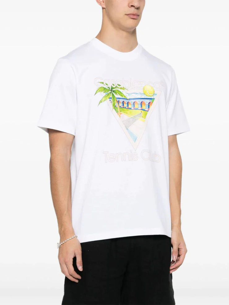 Casablanca Tennis Club Icon Printed T-Shirt in White