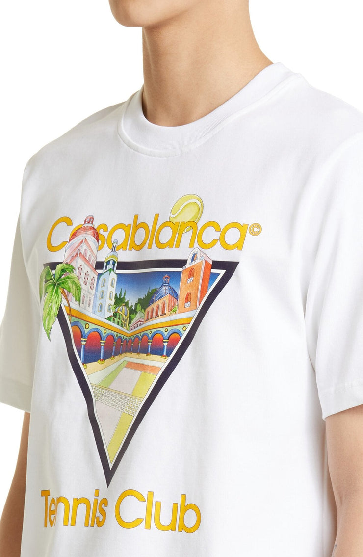 Casablanca Tennis Club Icon Print T-Shirt in White