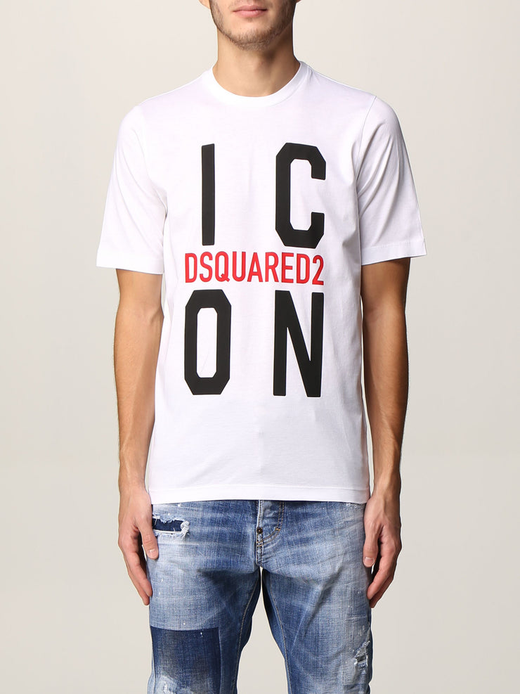 Dsquared2 Cotton T-shirt with Icon Logo in White