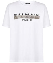 Balmain Oversized Cotton T-shirt with Print in White