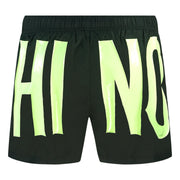 Moschino Yellow Logo Swim Shorts in Black