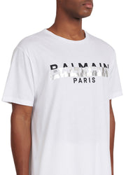 Balmain Oversized Cotton T-shirt with Print in White