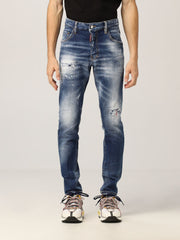 Dsquared2 Paint Splattered Skater Distressed Slim Fit Stretch Jeans