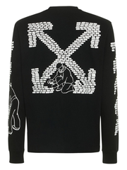 Off-White Brick Arrows Logo Printed Long Sleeve T-Shirt in Black