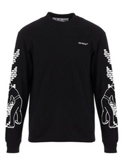 Off-White Brick Arrows Logo Printed Long Sleeve T-Shirt in Black