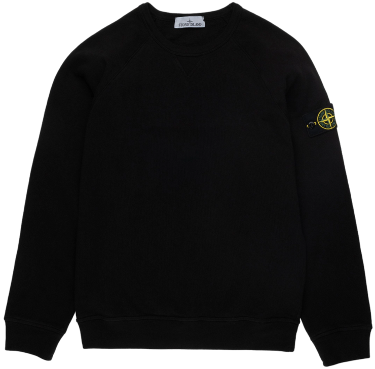 Stone Island Compass Patch Crew Neck Sweatshirt in Black