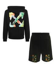 Off-White Brush Arrows Hoodie & Shorts Set in Black