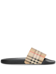 Burberry Furley Vintage Check Sliders in Brown