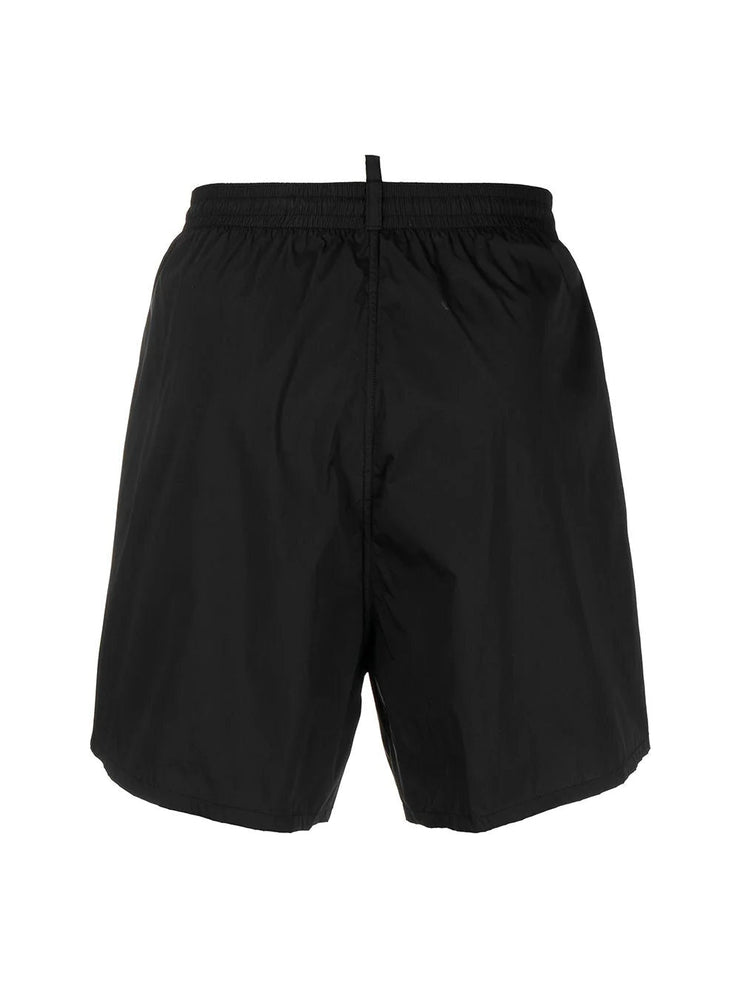 Dsquared2 Maple Leaf Logo Print Swim Shorts in Black