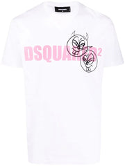 Dsquared2 Doodle Logo Face Cotton T-shirt in White