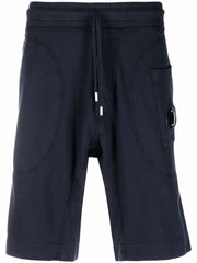 C.P. Company Light Fleece Shorts in Total Eclipse Navy