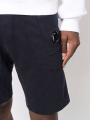 C.P. Company Light Fleece Shorts in Total Eclipse Navy