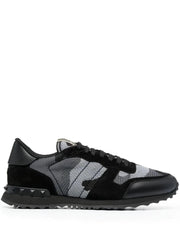 Valentino Mesh Camouflage Trainers in Black & Grey