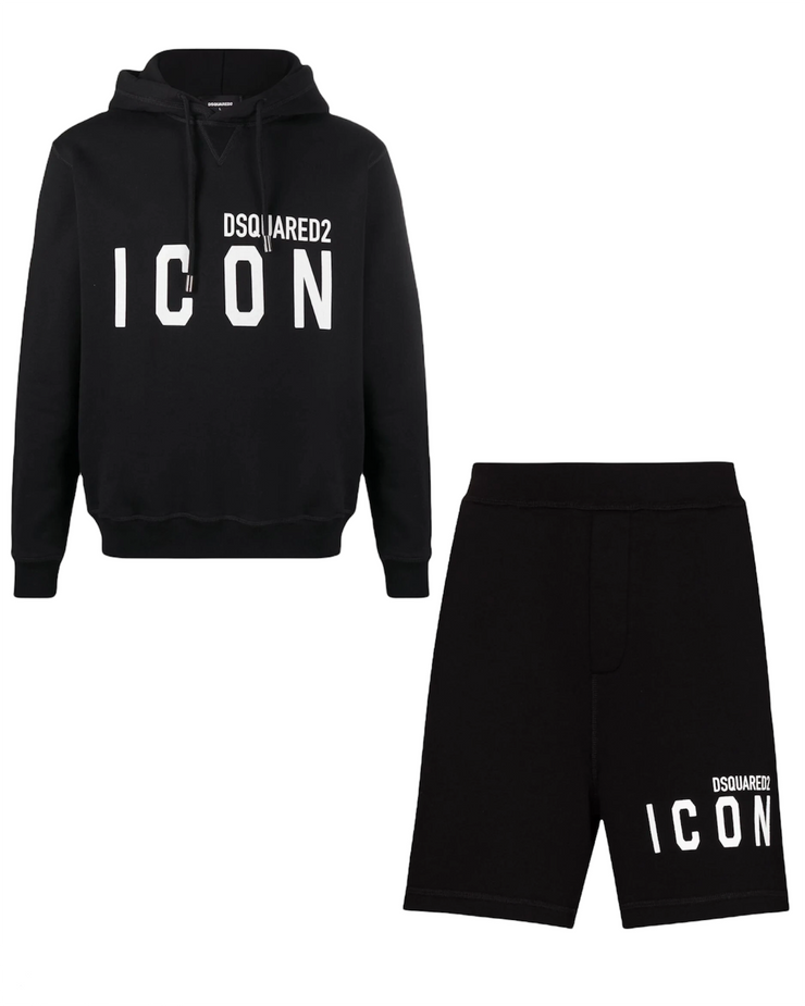 Dsquared2 ICON Hoodie and Short Set in Black