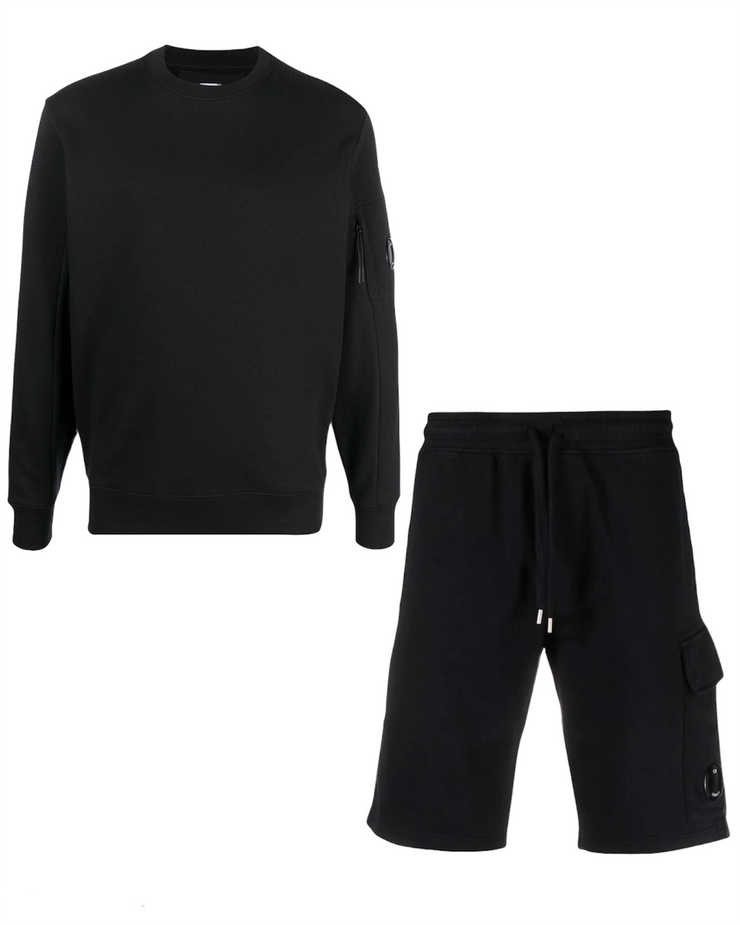 C.P. Company Sweatshirt & Short Set in Black