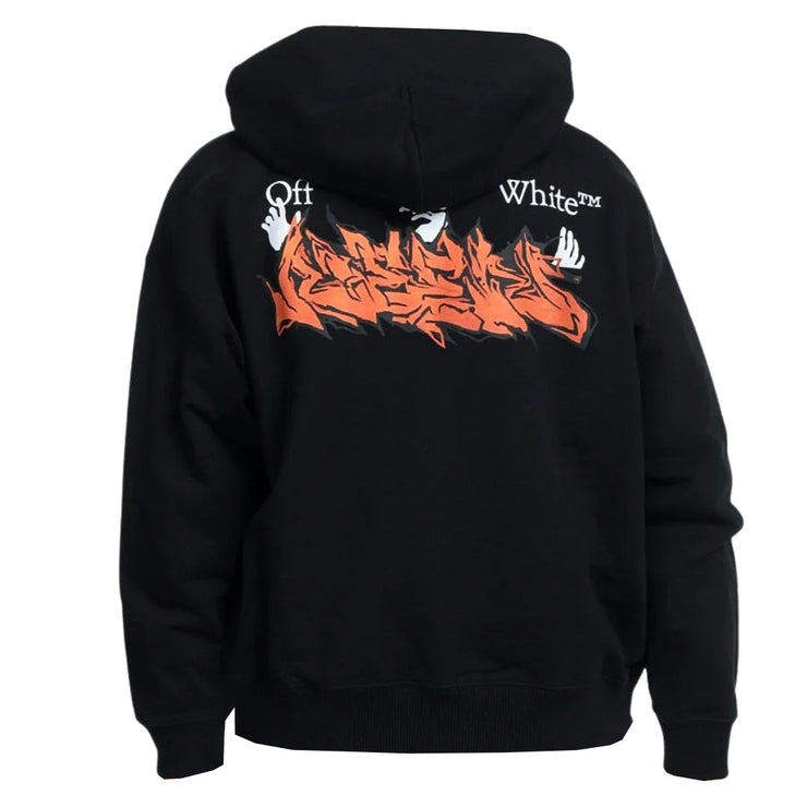 Off-White Marker Graffiti Spray Design Logo Hoodie in Black