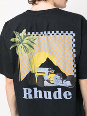 Rhude Moonlight Tropics Logo Print T-Shirt in Black