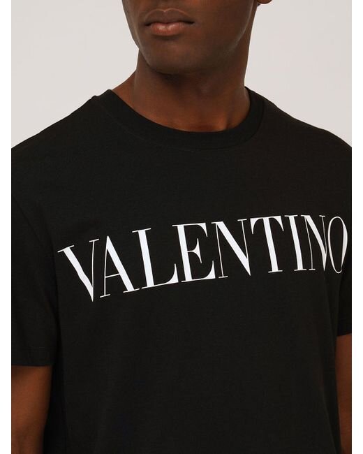 Valentino Black Logo Print Cotton Jersey T-shirt